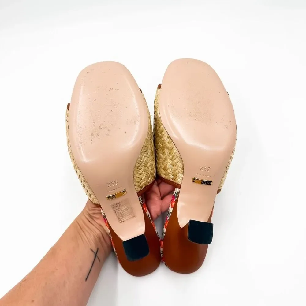 Gucci Mabel GG Logo Raffia Sandals Slip On Mules EU 39.5 US 9.5 - Picture 9 of 11